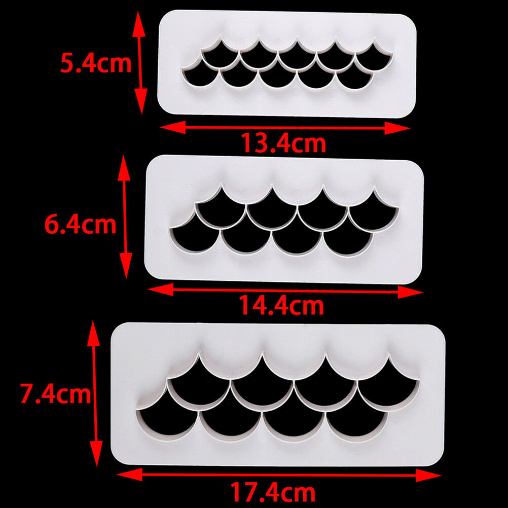 3pcs Fish scale shape fondant cookie cutter fondant mold cake decorating t.l8