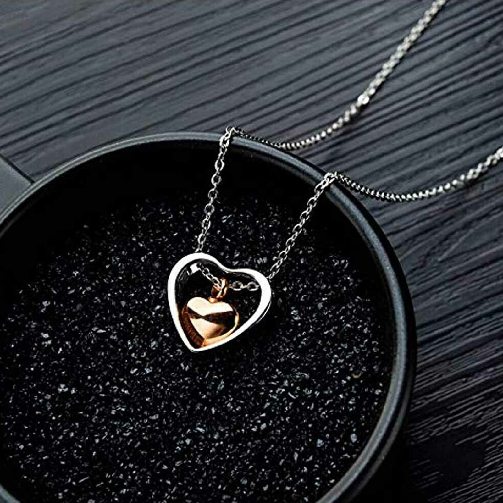 Love Heart Cremation Necklace Jewelry For Family Memorial Ashes Urn Keepsake