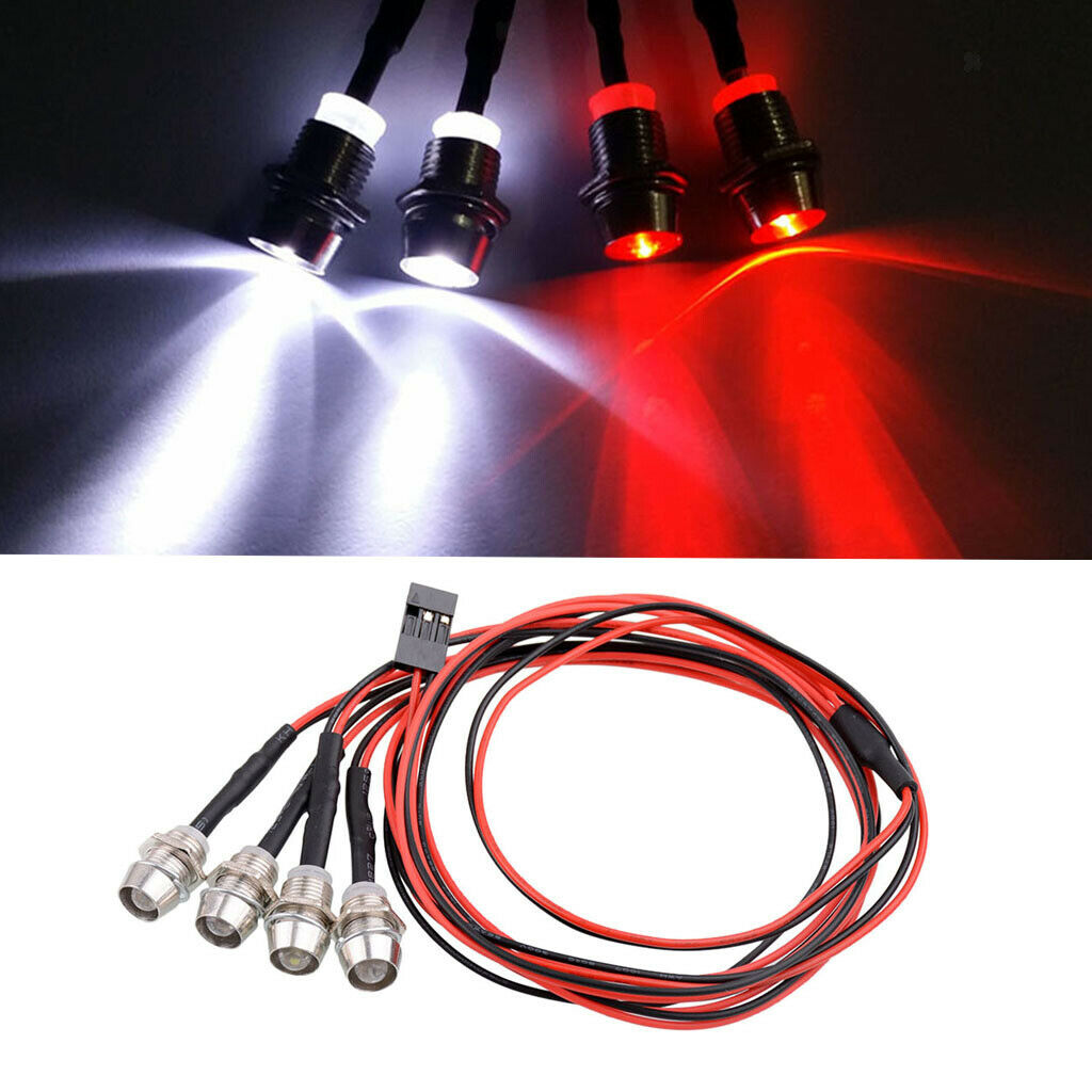 8 LED Headlights White Red Lights for 1/5 1/8 1/10 1/12 1/16 Truck DIY Parts