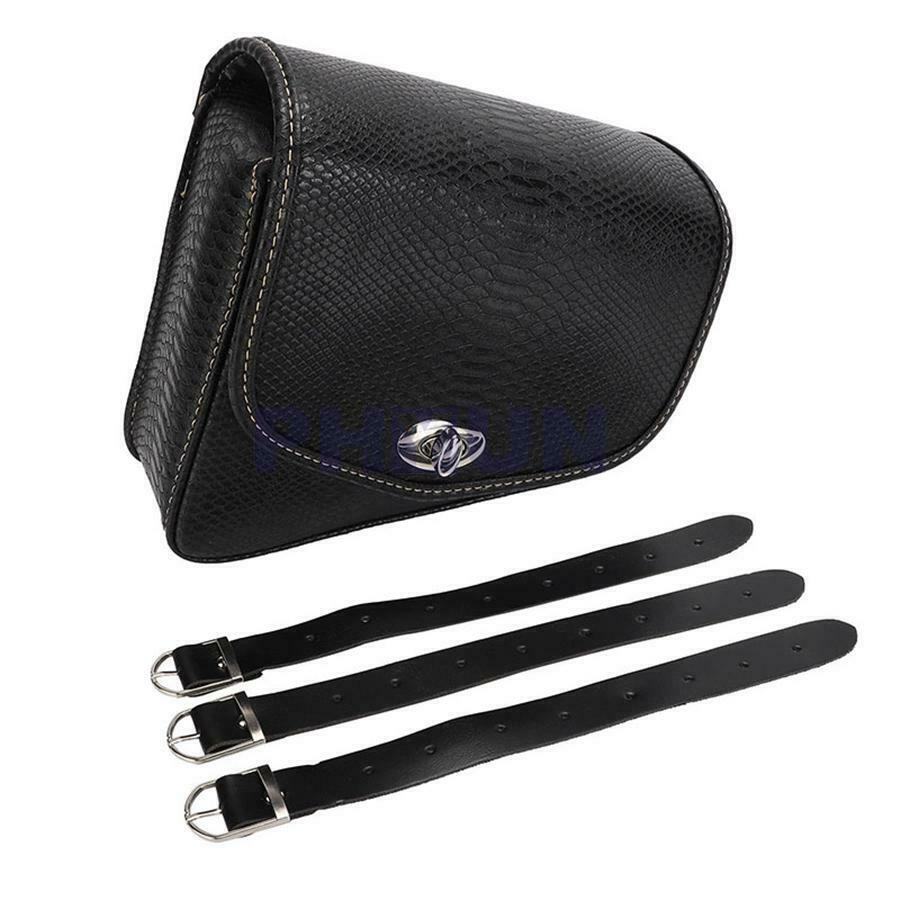 1x New Black Motorcycle Saddle Bag Right Side PU Crocodile Leather Style Luggage