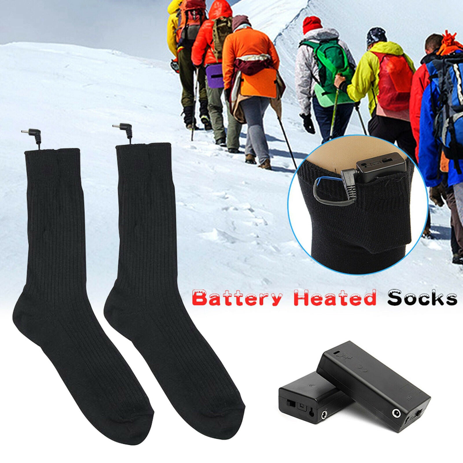 1Pair Electric Heated Socks Battery Foot Winter Warm Equestrian Fishing
