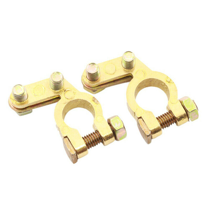2PCS Brass Battery Terminal Connector Clamps Set for Marine Car Boat RV Vehicles