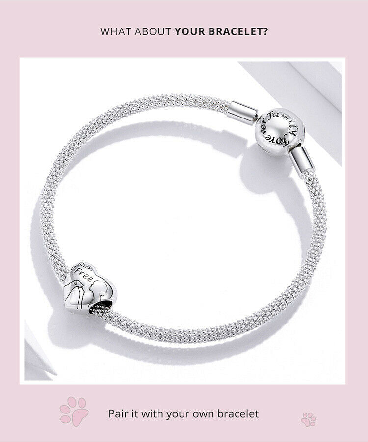 Fashion Women Authentic S925 Sterling SilverLove with Pet Charms Fit Bracelets