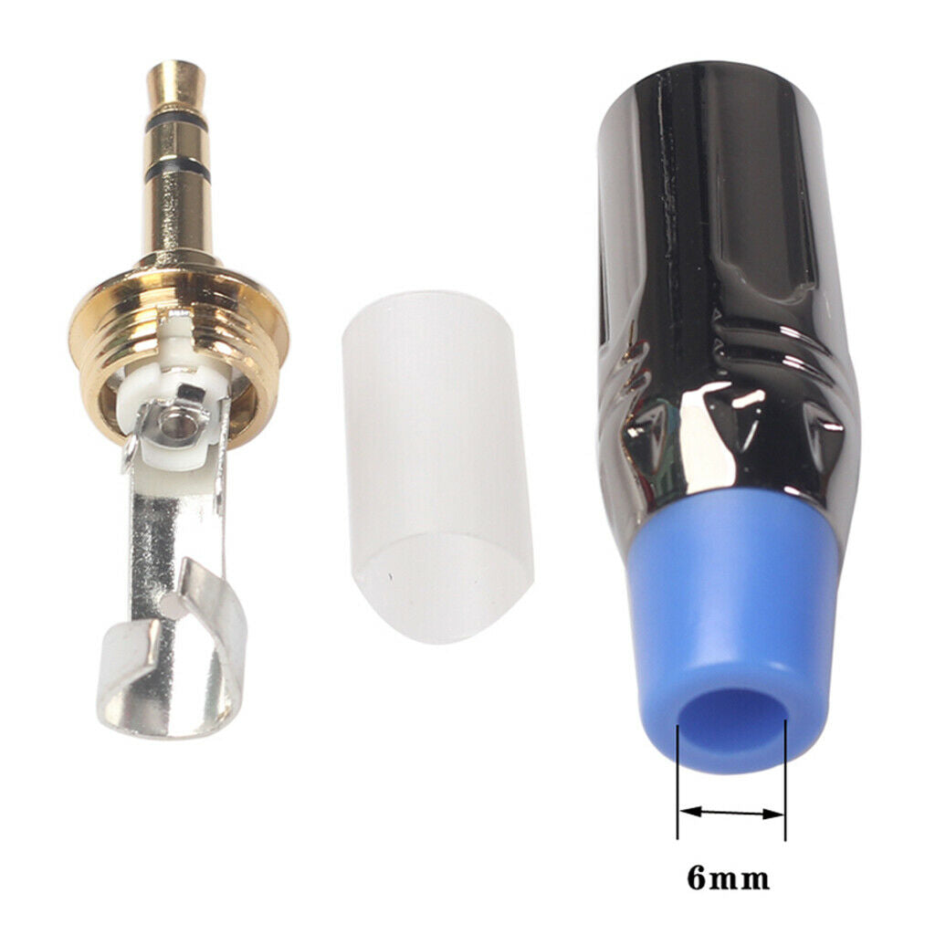 2Pieces 3.5mm Stereo   Male Solder Plug DIY Earphone Audio Adapter Blue