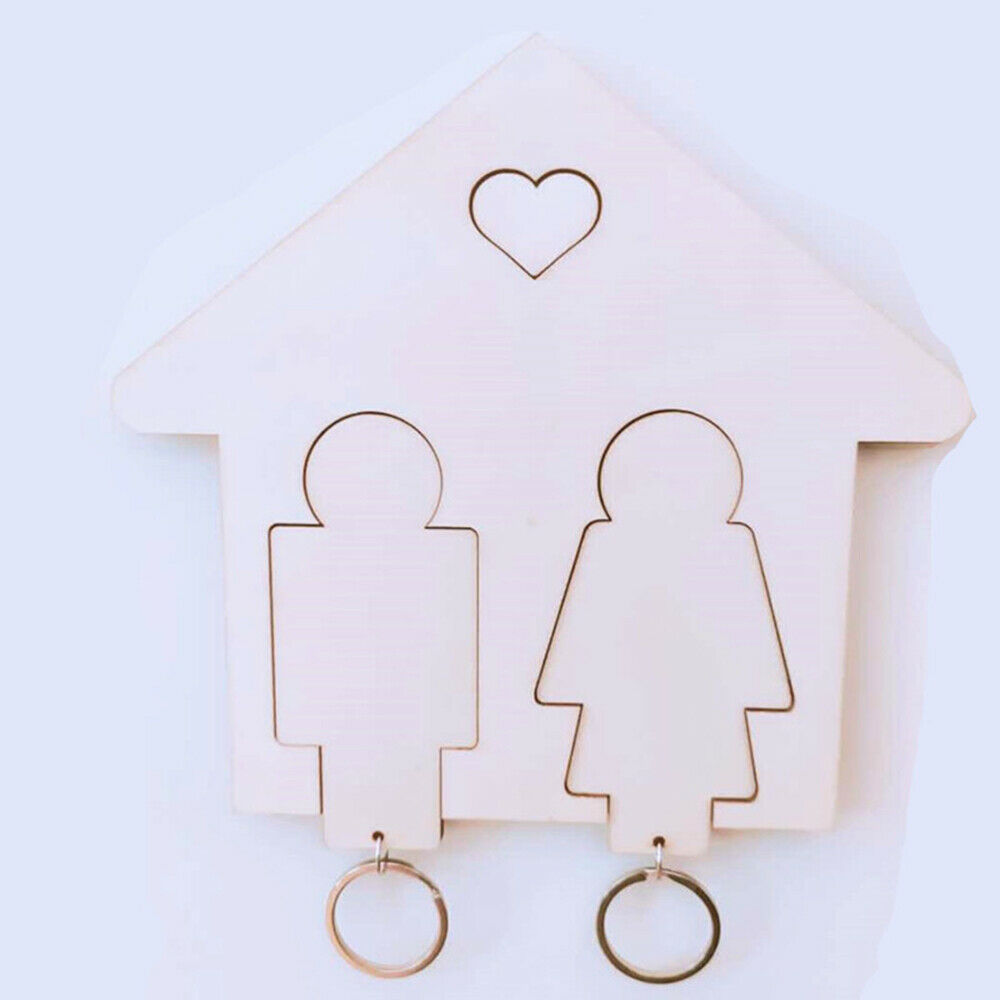 Couple Wooden Key Holder Handmade Wall Mounted Key Hanger With StrongSelf