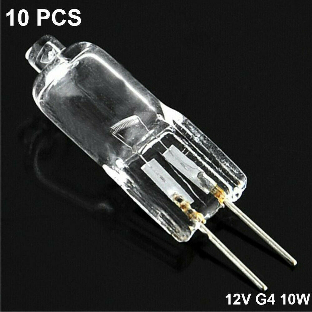 10 PCS 10 Watt 12 Volt Halogen Light Bulbs G4 Base Bi-Pin 12V 10W T3 JC Lamp