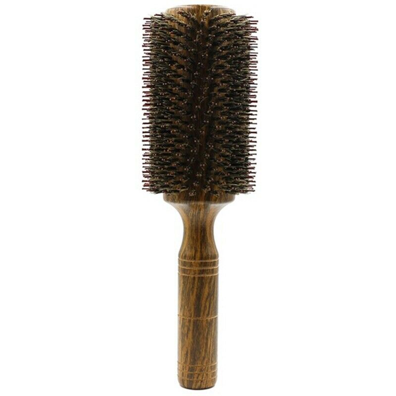 Wild Boar Bristle Wooden Round Brush Long Hair Styling Comb Curly and StraigZ3P2