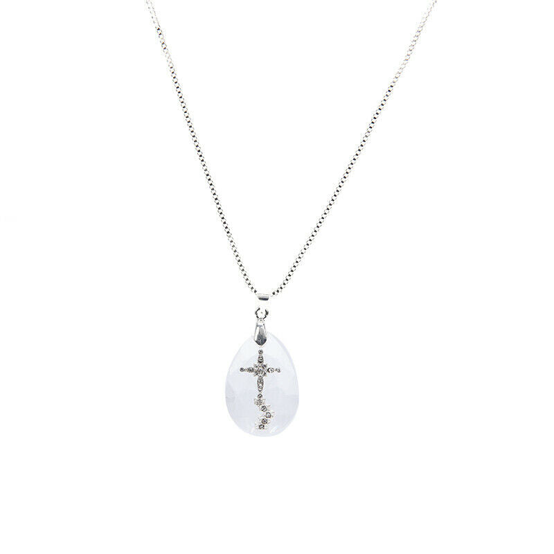 Teardrop Crystal Cross Necklace Engagement Wedding Jewelry Pendant Lover .l8
