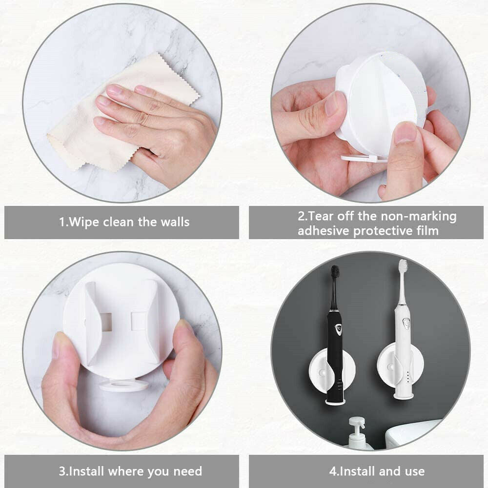 Adhesive Wall Mounted Electric Toothbrush Holder Stand Bathroom Organizer
