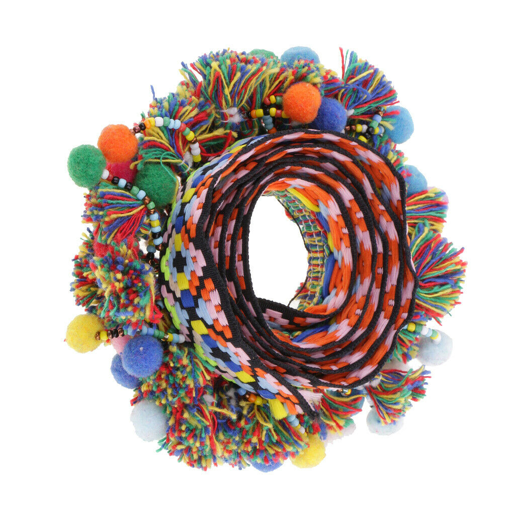 1 Yard 60mm Pom Pom Beads Fringe Jacquard Ribbon Trim for DIY Sewing Crafts