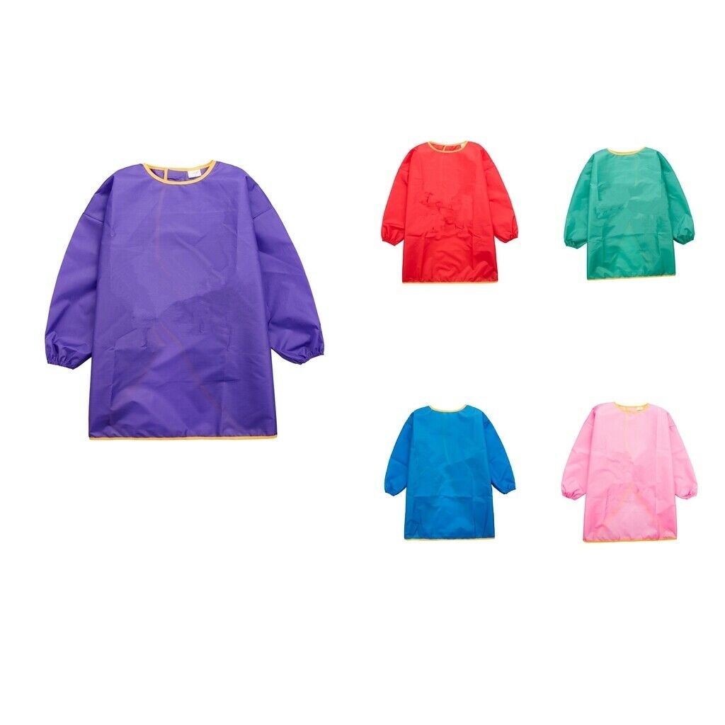 5pcs Long Sleeve Kids Apron Bib Smocks Clothes Protector for 130-150cm