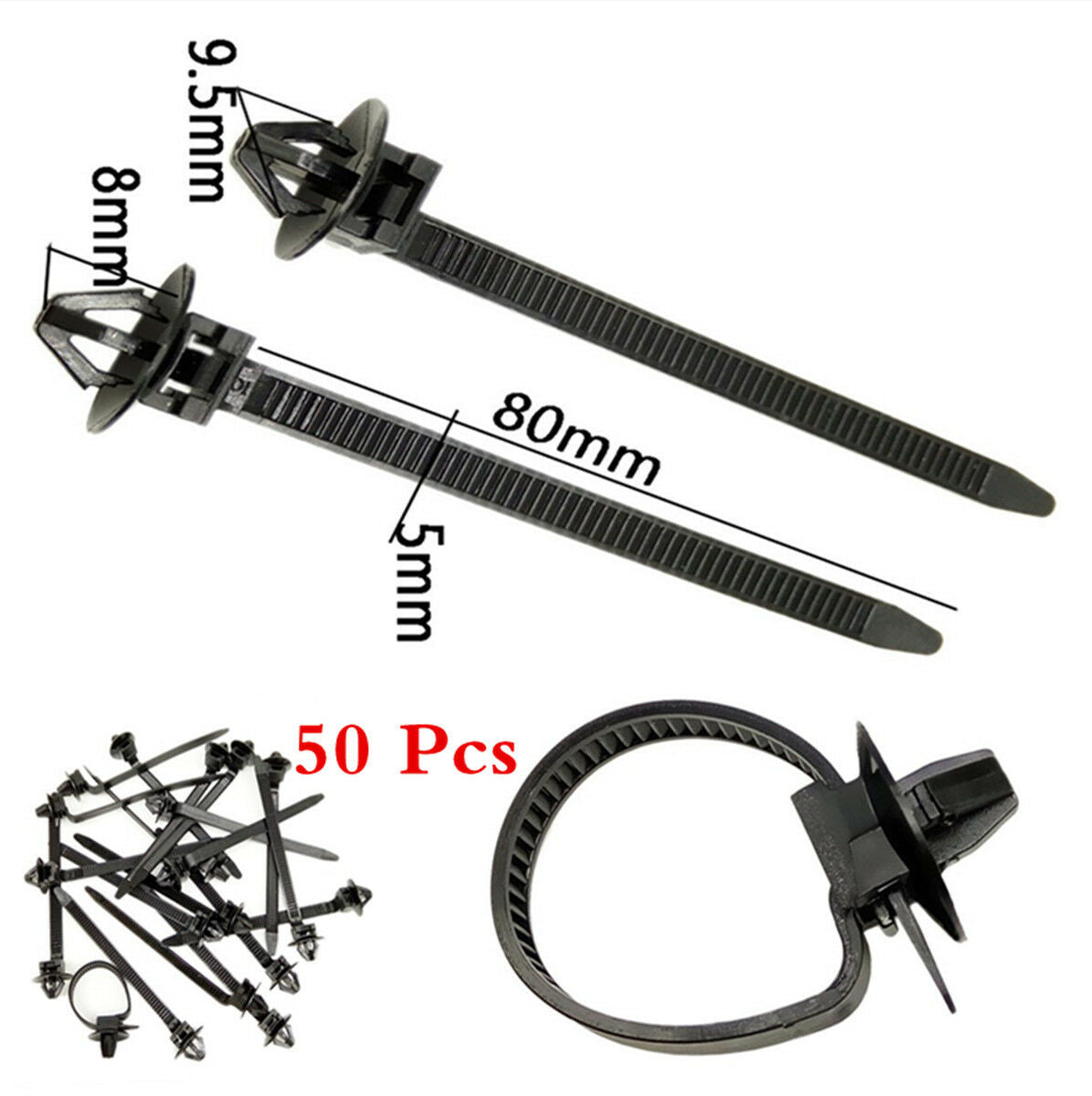 50x Nylon Car Cable Bundled Wire Band/ Tie Wrap Fastening Zip Strap 92mm*5mm