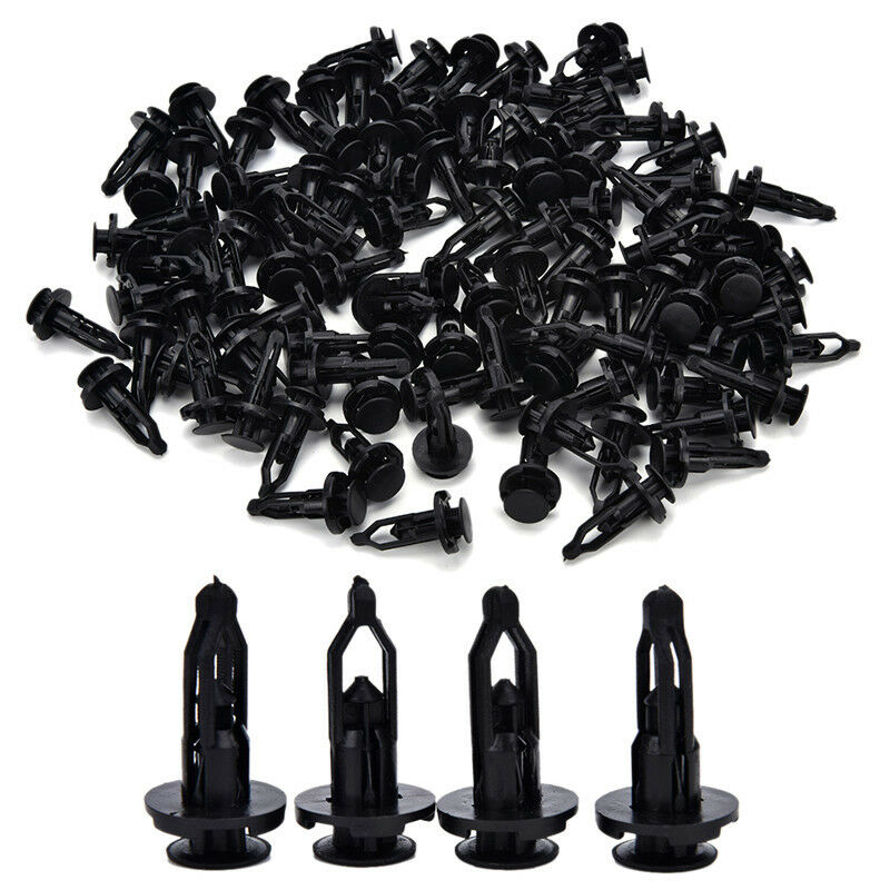 100x 9mm Car Door Trim Fender Clips Black Plastic Rivets Fastener for BDD