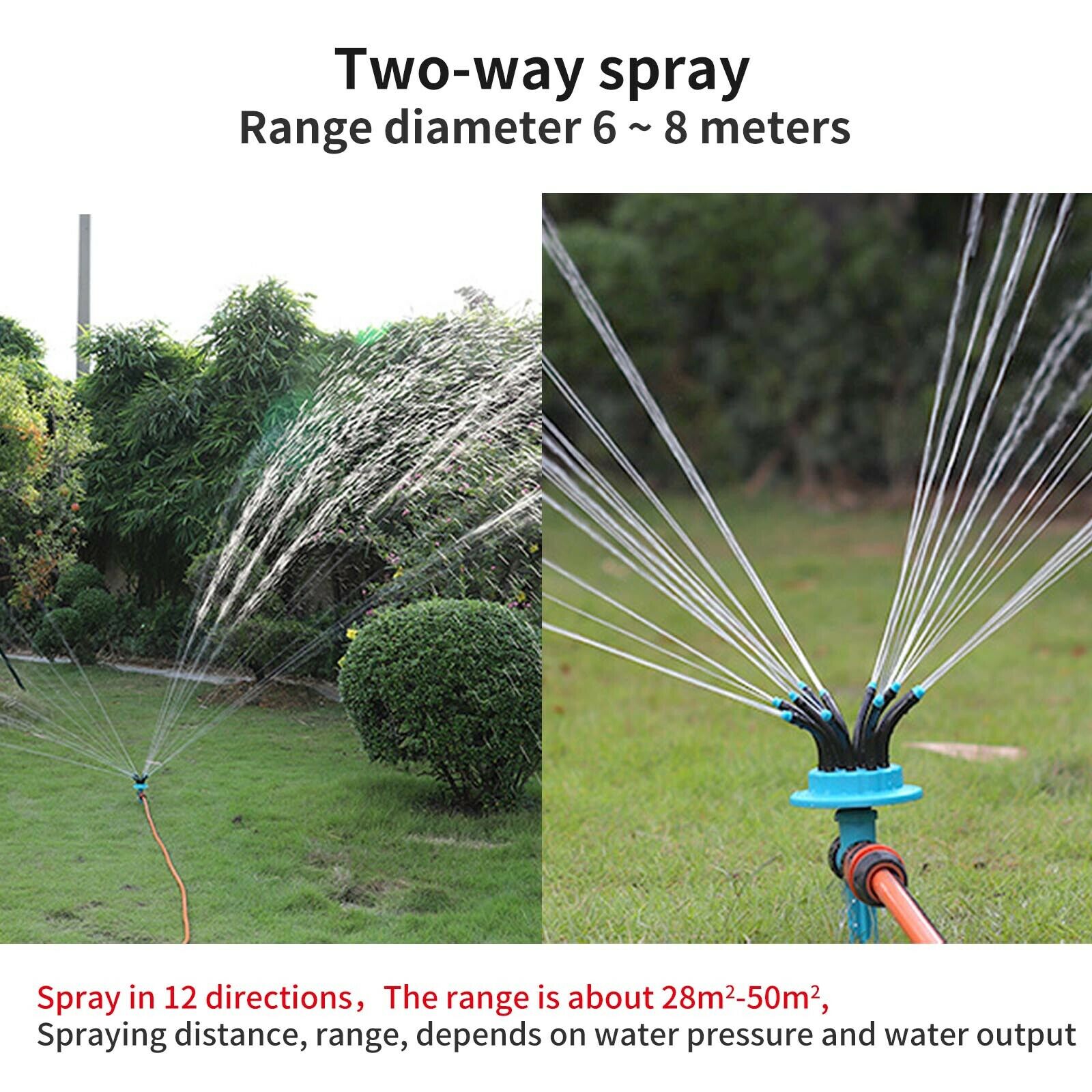 360° Flexible Water Sprayer Lawn Grass Sprinkler Head Garden Yard Watering Tools
