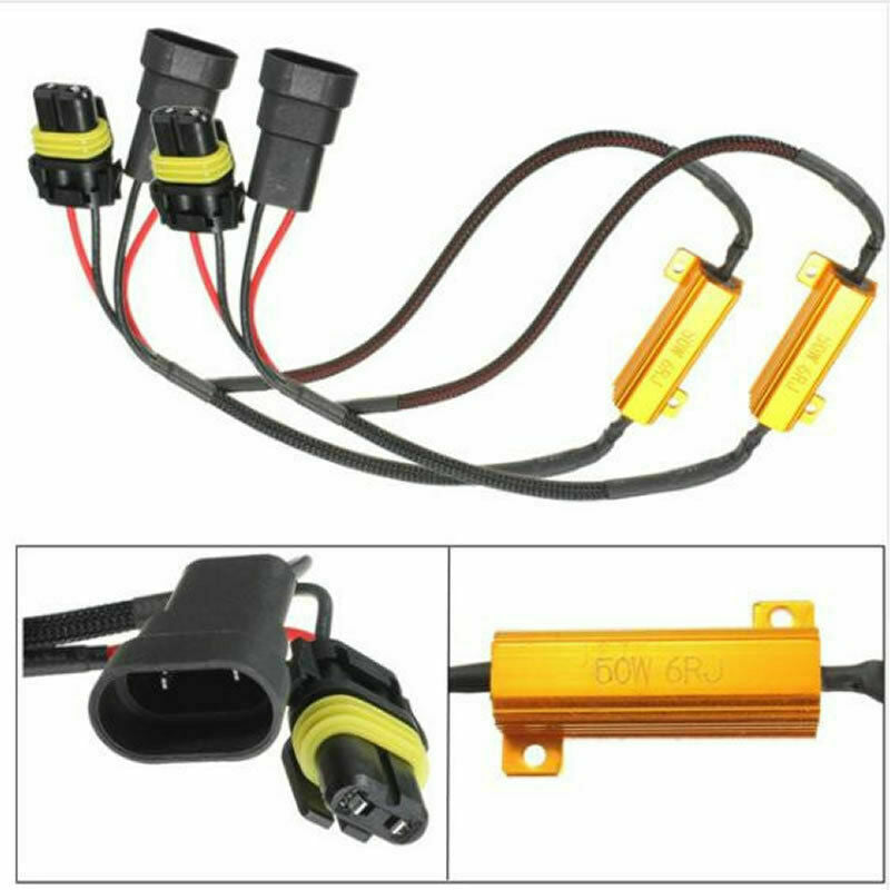 2pcs HID White 9006 HB4 LED Bulbs Fog Light & Decoders, Error Free Fog Lamp