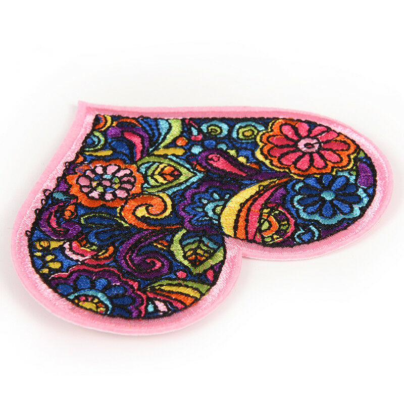 Colorful Flower Heart EmbroideredSewOn Iron On Patch Badge Bag Fabric Appl.l8
