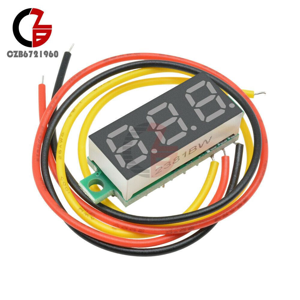 5Pcs 0.28" DC 0-100V Digital Tube Voltmeter 3Bit Red LED Panel 3 Wire Volt Meter