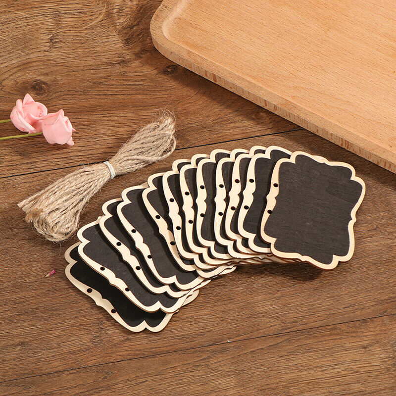 12Pcs/set Hanging Rope Wooden Blackboard Message Black Boa.l8