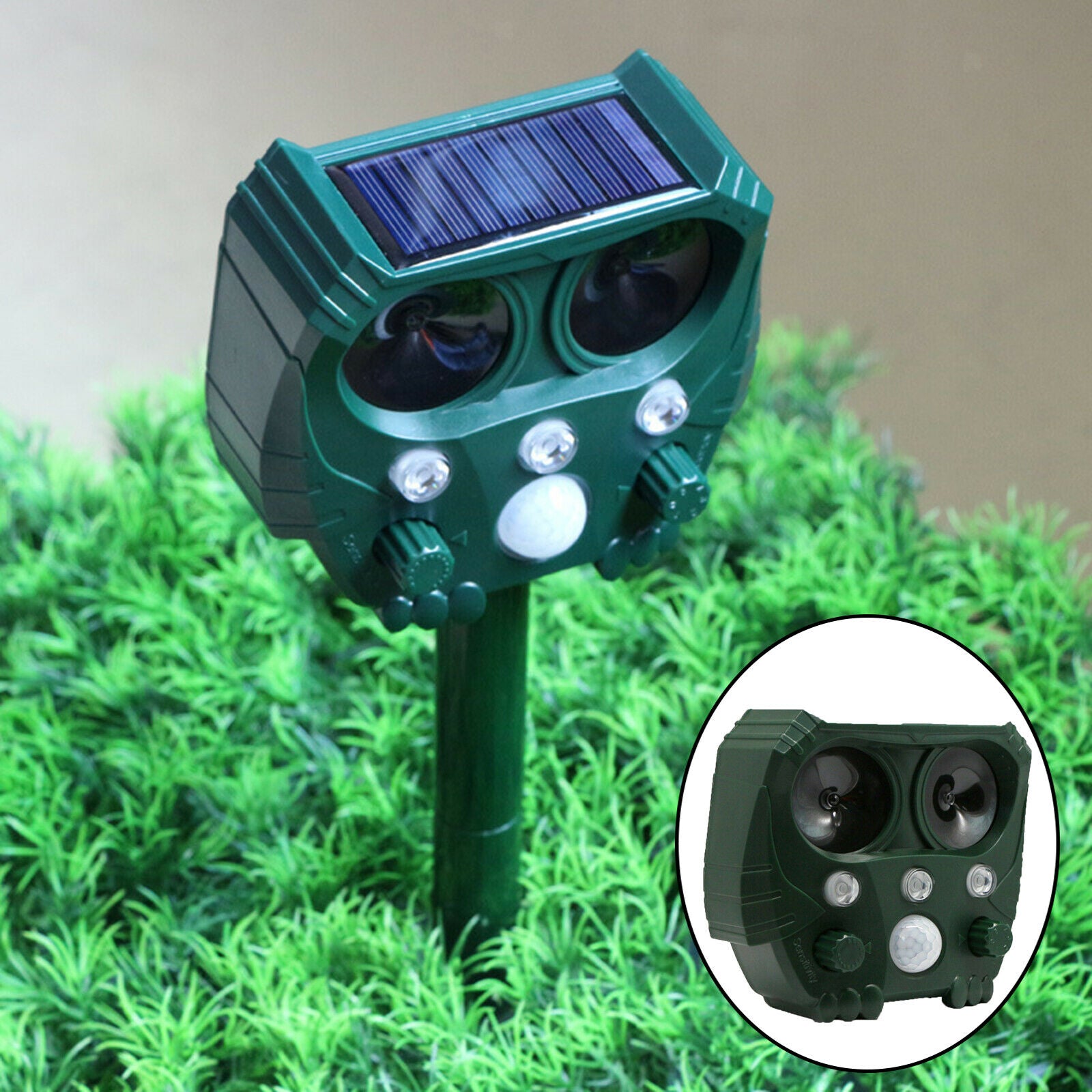 Garden Solar Rechargeable Ultrasonic Animal Repeller IPX5 Dog Mice Detector