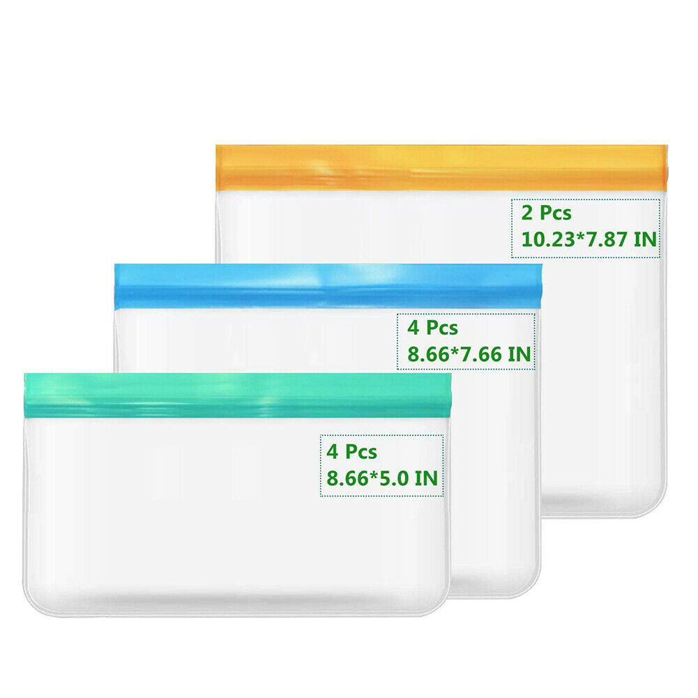 10pcs Reusable Sealed Food Storage Bag Refrigerator Fresh Keeping Bag Case @