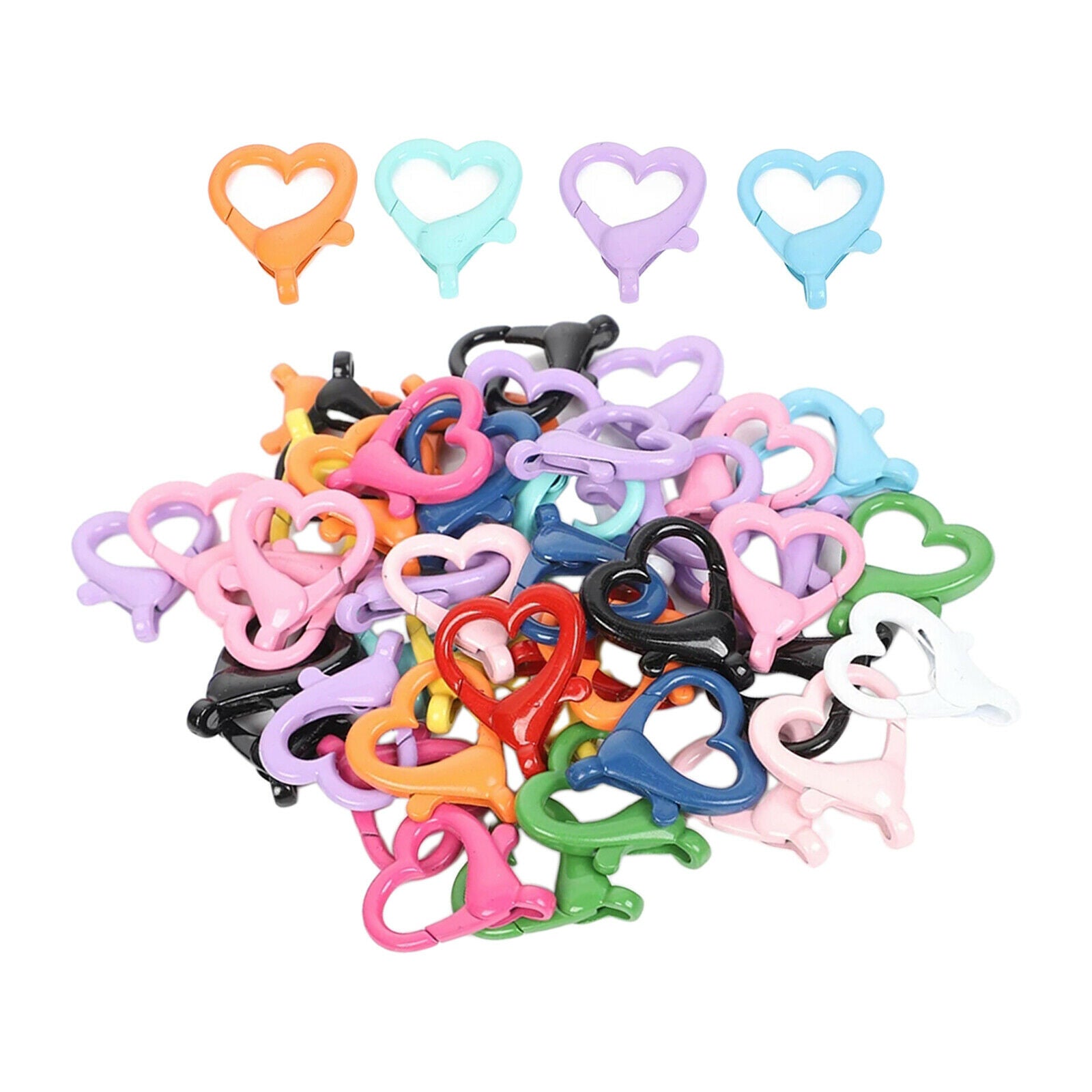 100 Pieces Heart-shaped Lobster Clasps Lanyard Snap Hooks for Jewelry Making