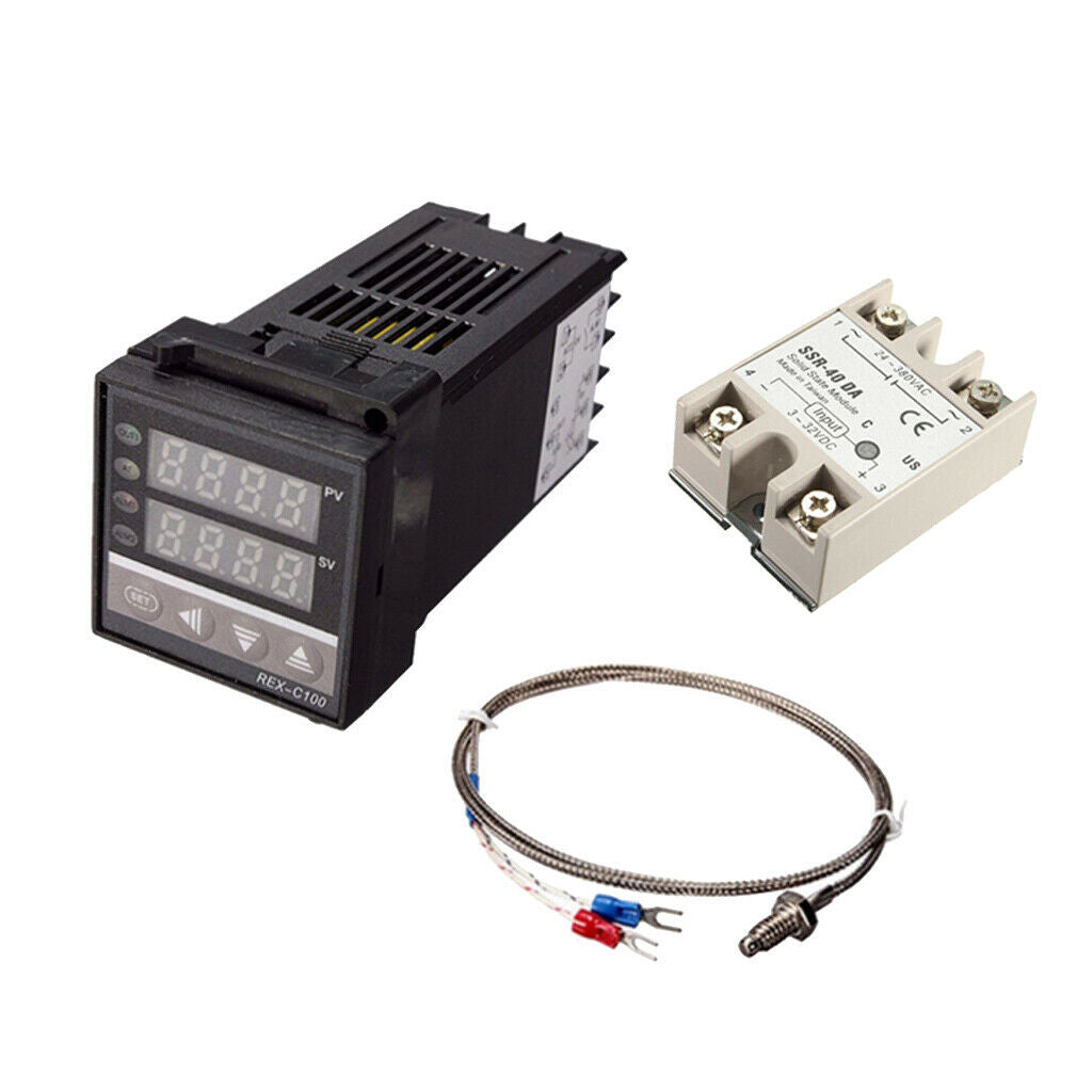 Intelligent AC PID Temperature Controller + max.40A SSR + K Thermocouple Kit