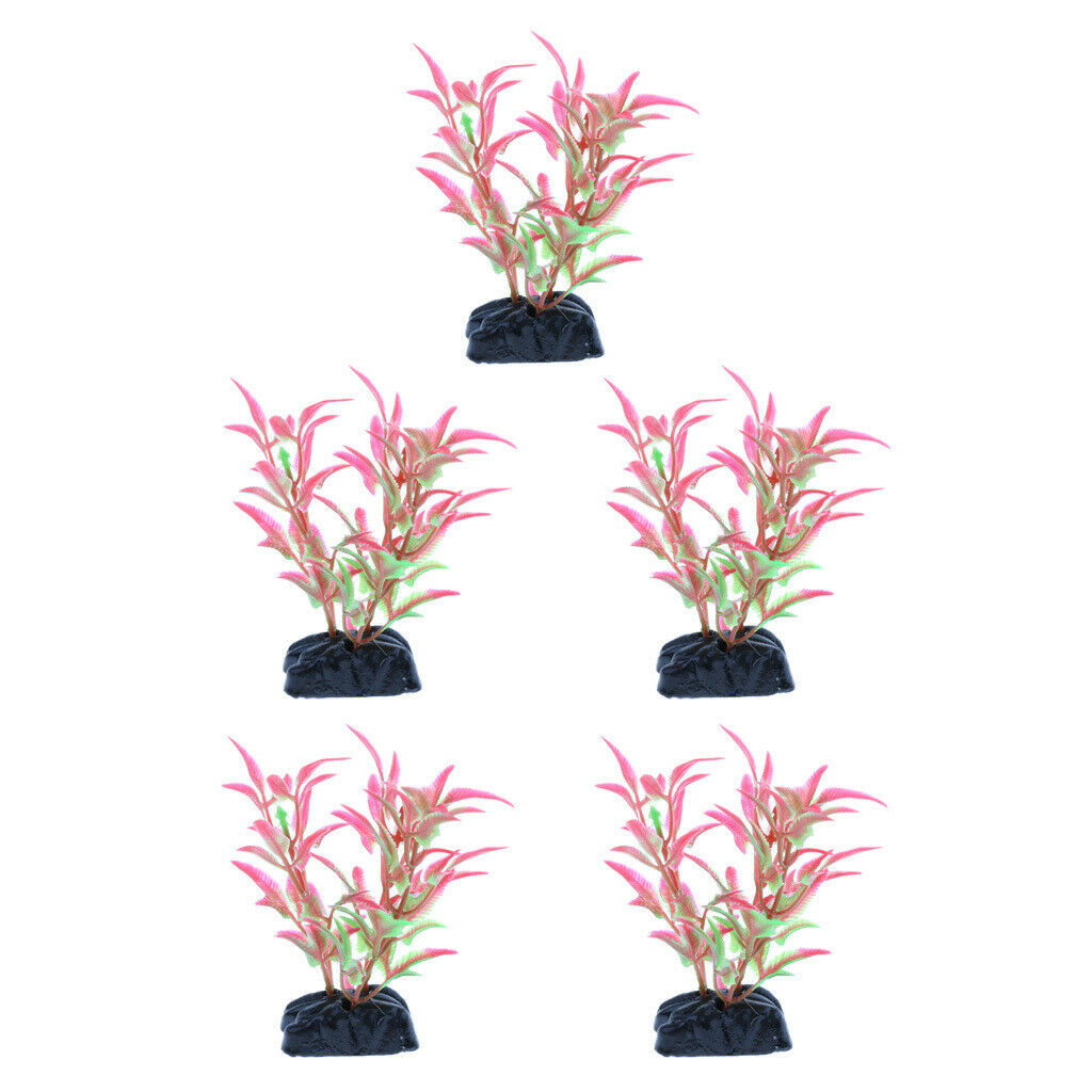 5pcs Artificial Plants for Aquarium Decorations Aquatic Plants Plastic Red