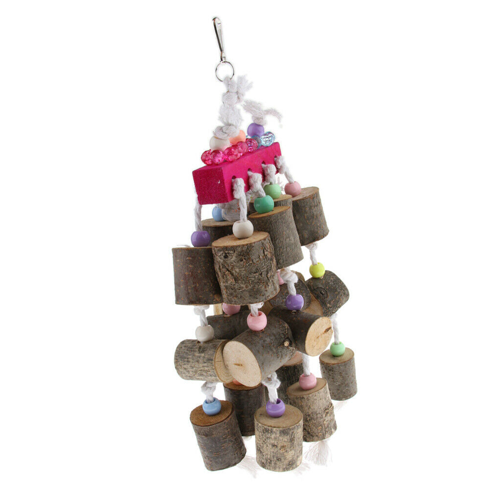 Natural Colorful Wooden Block Bird Chewing Toys For Large and Medium Parrots