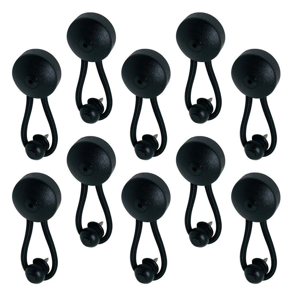 10pcs Elastic Bungee Nylon Shock Cord Fastener for Canvas Covers, Black with