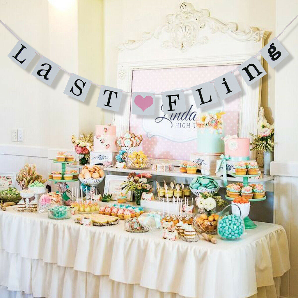 "Last Fling" Sign Heart Wedding Party Banner Bunting Garland Hanging Decor