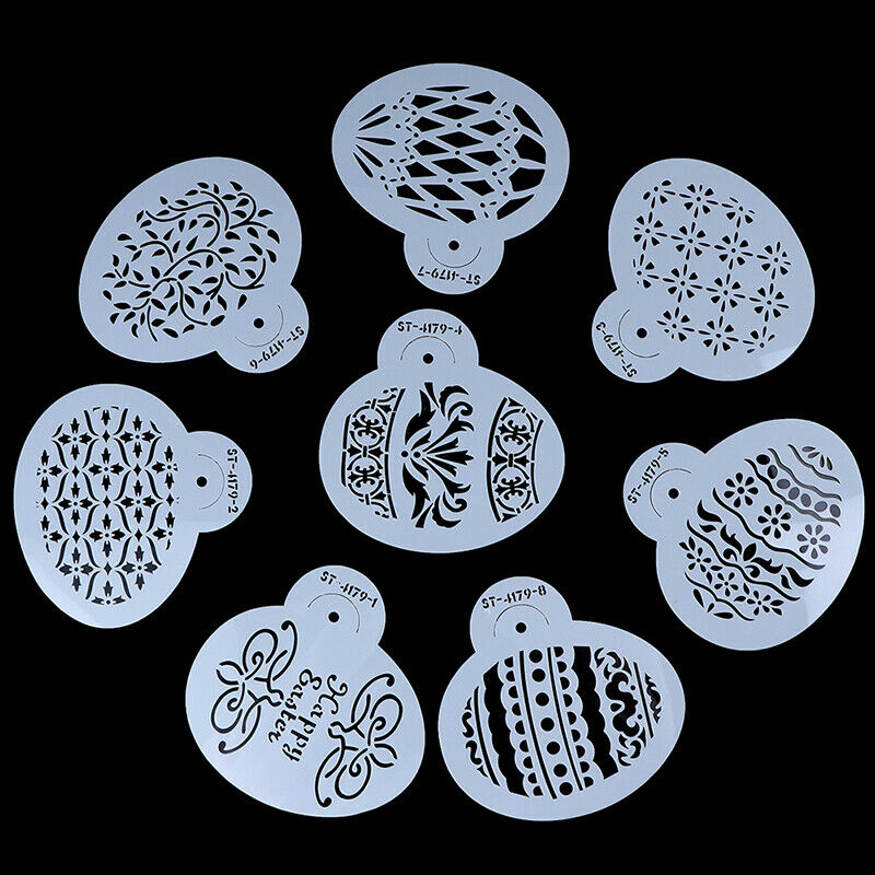 8Pcs/Set Easter Egg Shape Cookie Stencils Cake Decorating Mold Bakeware T.l8