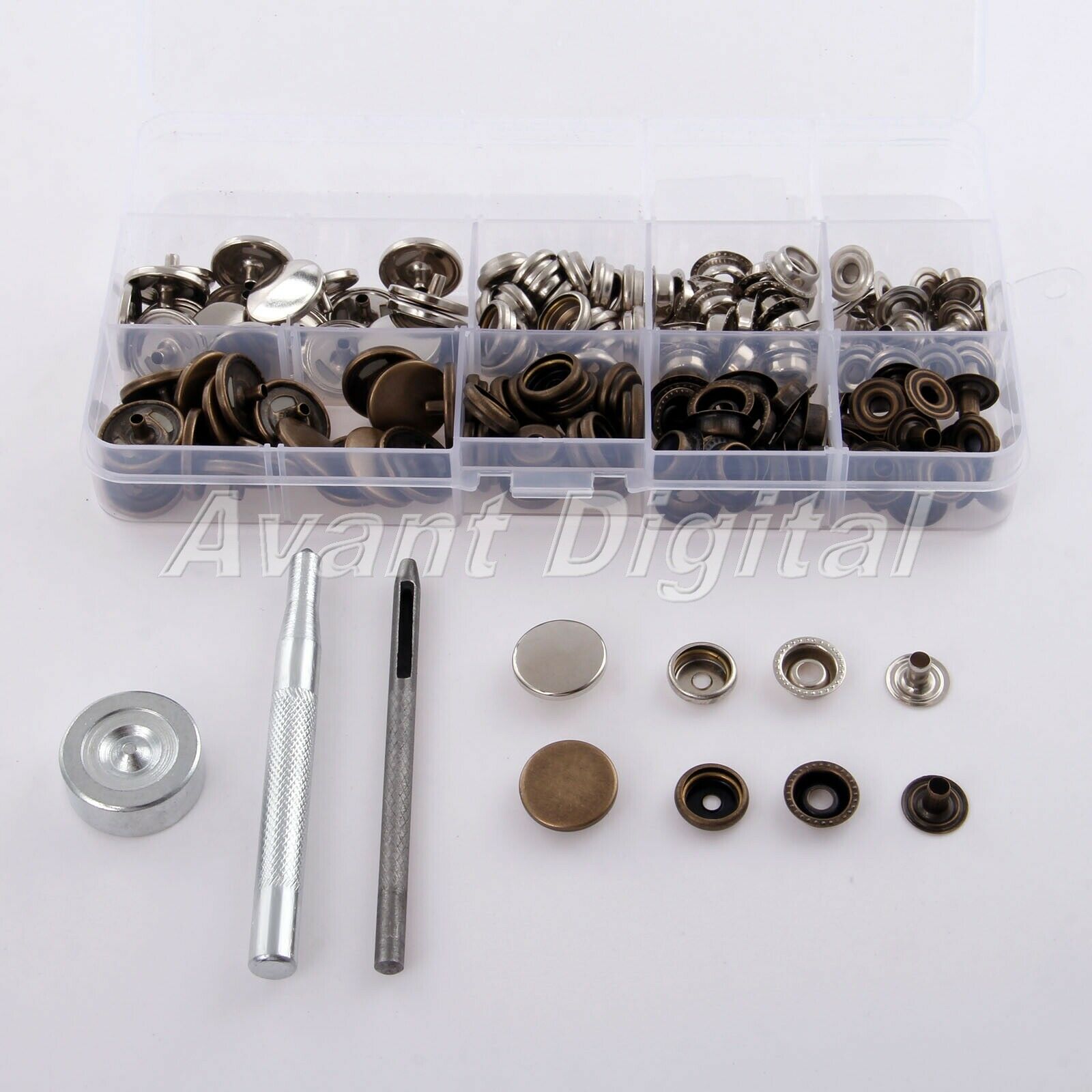 17mm 40Sets Snap Fastener Buttons + 3Pcs Tools Press Studs Sewing Leather Craft