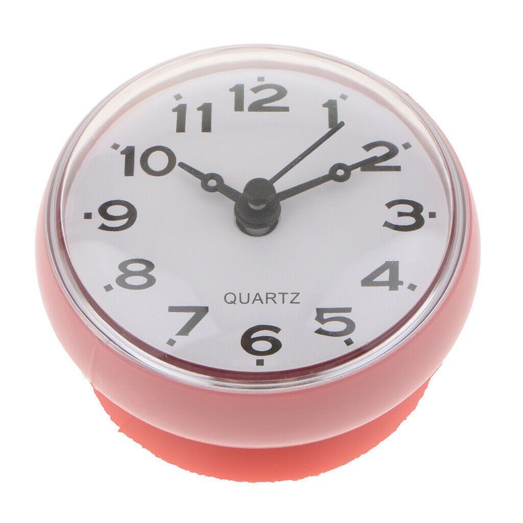 Waterproof Bathroom Shower Wall Clock with Suction Cup  Pink