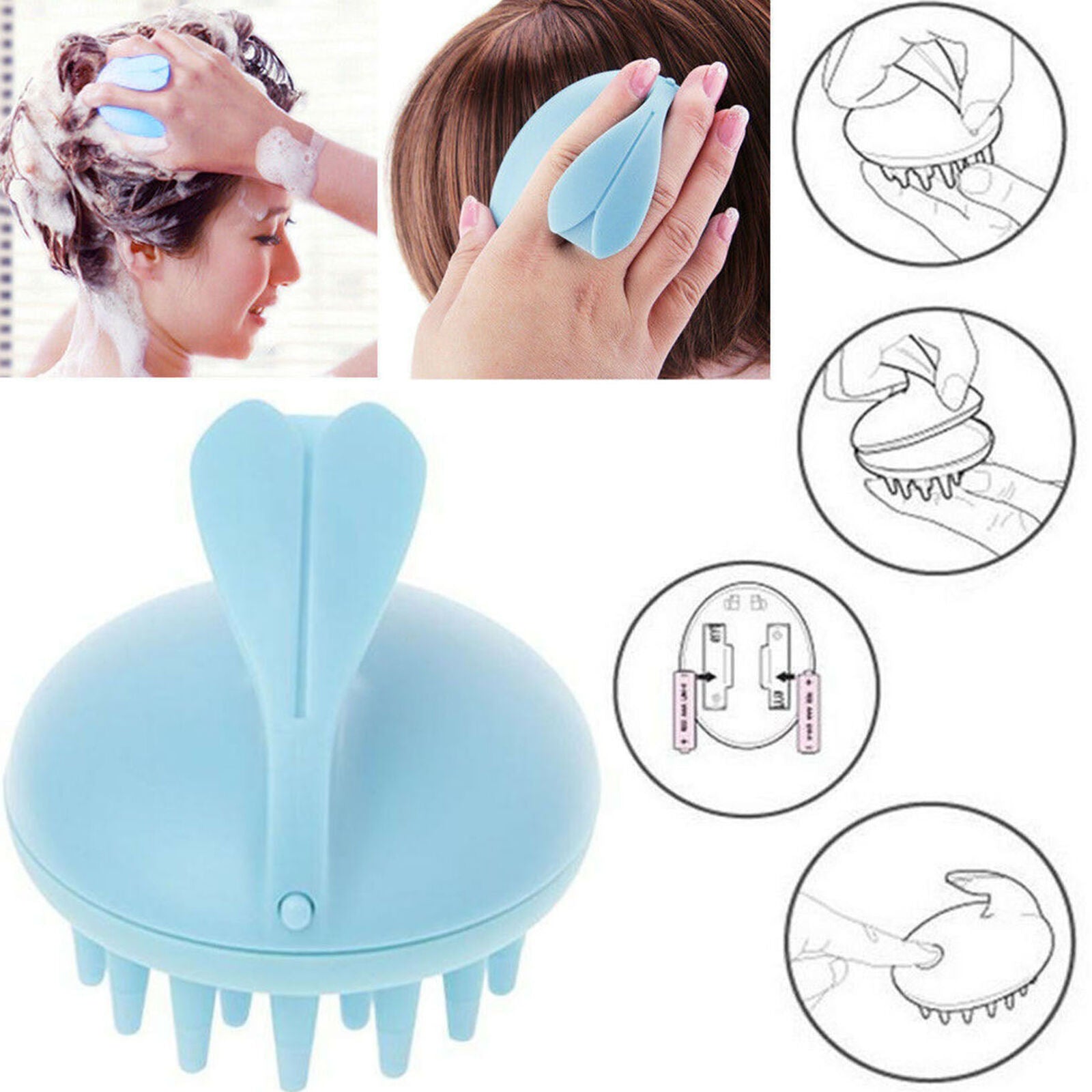 Electric Scalp Hair Head Neck Massager Waterproof Shampoo Brush Vibrating Hot