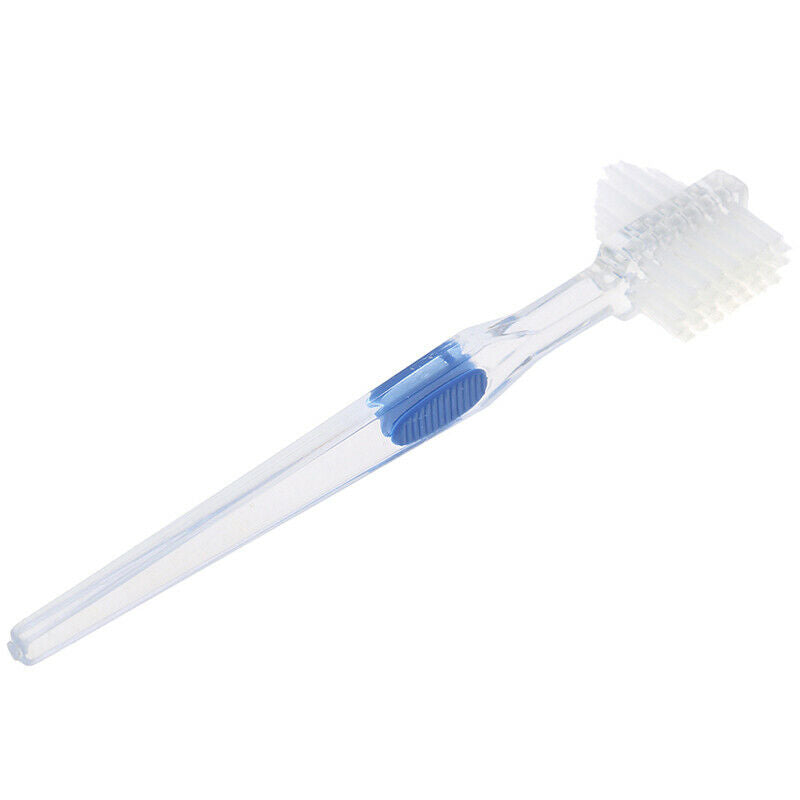Double Side Denture Brush Ultra Soft Bristle Head False Teeth Toothbrush Oral SJ