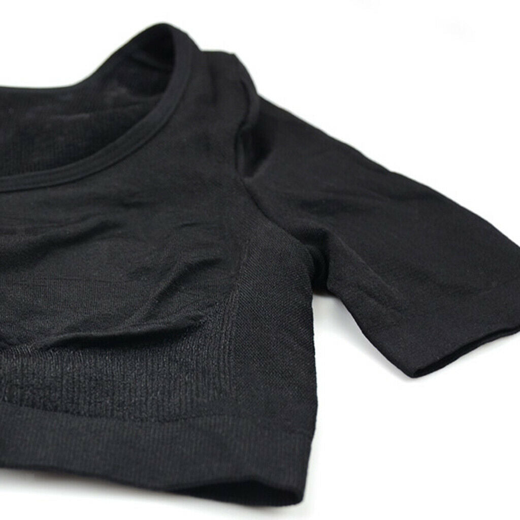 Black Yoga Short Shirt Sleeves Vest Underarm Sweat  Pads, Washable Cloth
