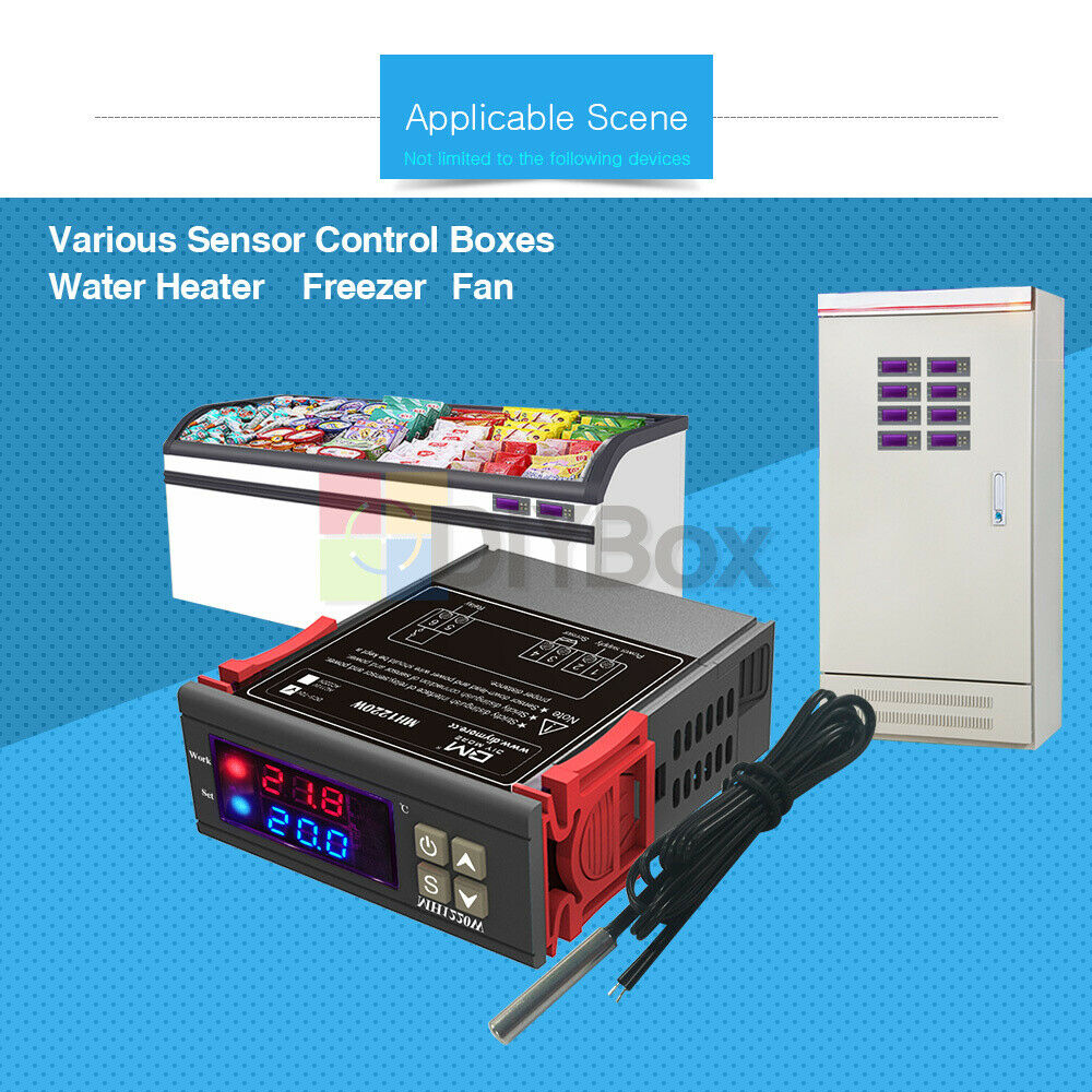 Digital AC 110-220V MH1220W Thermostat 10A Dual Display Temperature Controller