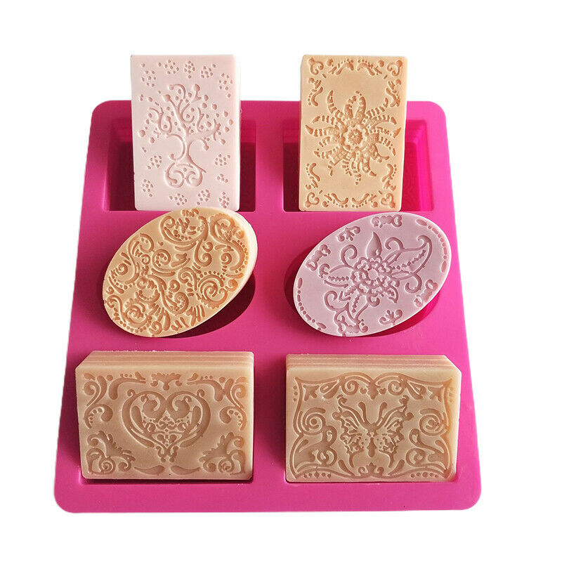 6 Cavity Rectangle Oval Silicone Soap Mold Handmade Soap Making CraftsB HoJ Tt