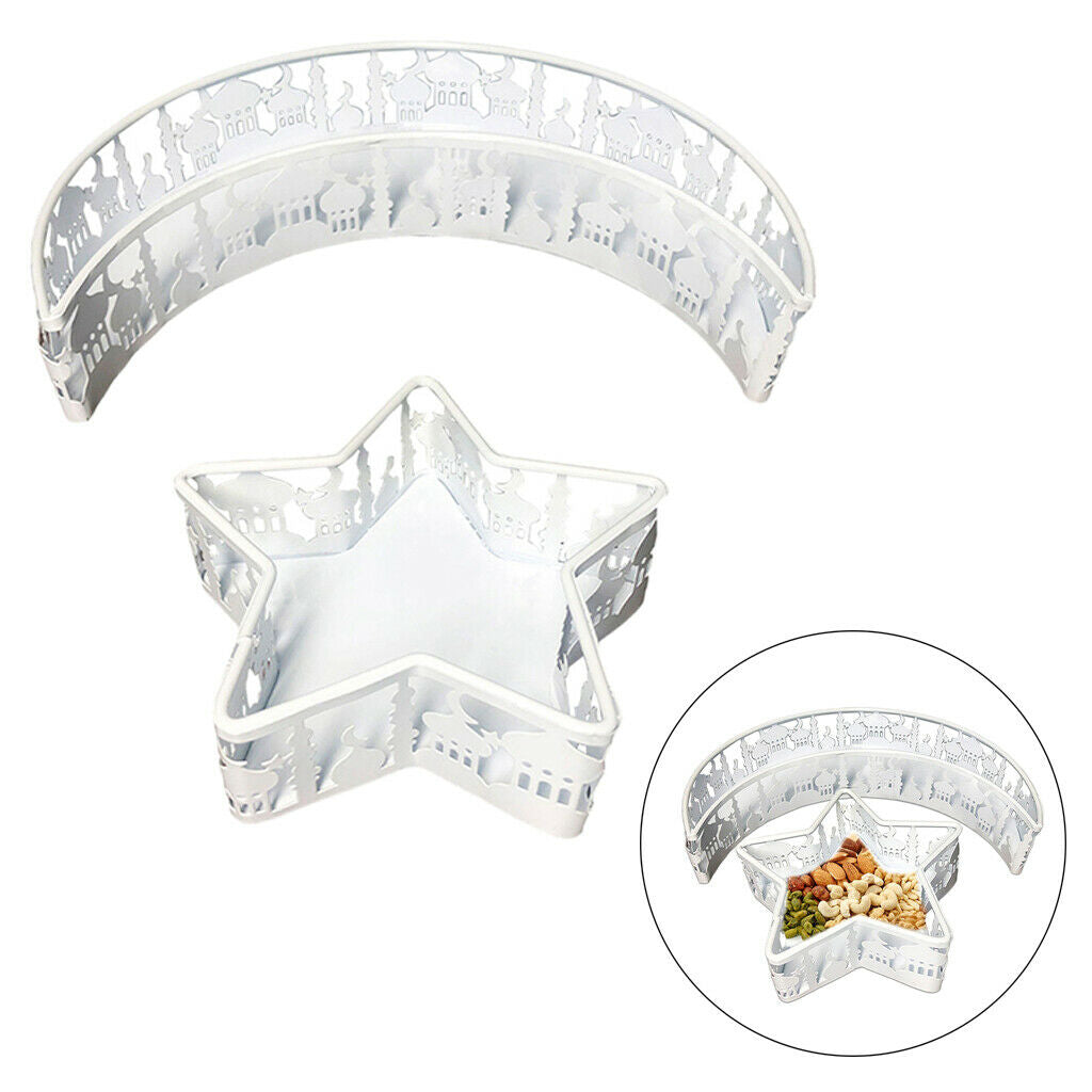 Iron Eid Mubarak Dessert Pastry Serving Tray Ramadan Islam Muslim White