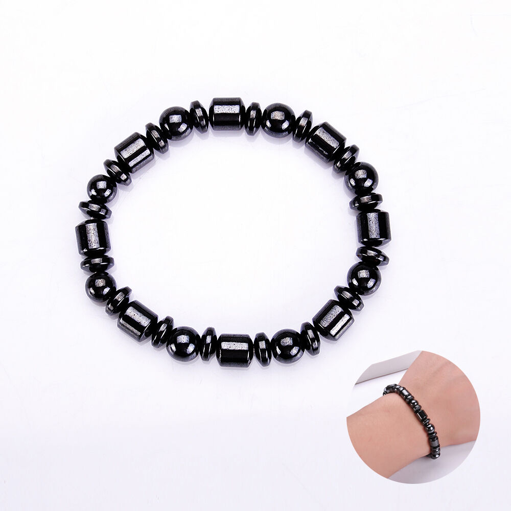 Men Black Hematite Magnetic Healing Therapy Bead Bracelet Bangle Fashion Gifts