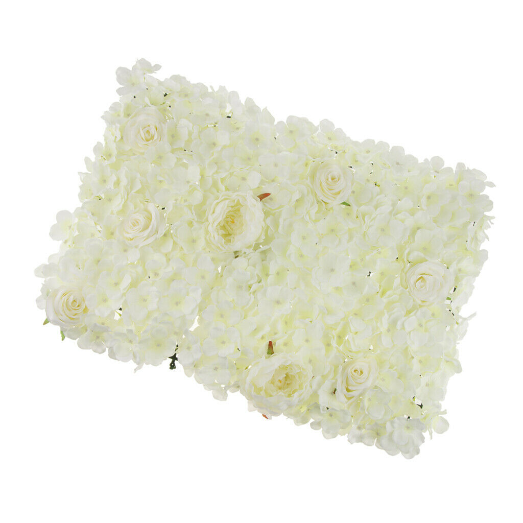 Artificial Hydrangea Rose Peony Silk Flower Wall Panels Background White