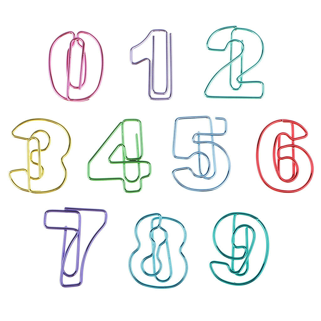10x mixed metal 0 9 numbers envelope paper clips novelty bookmarks