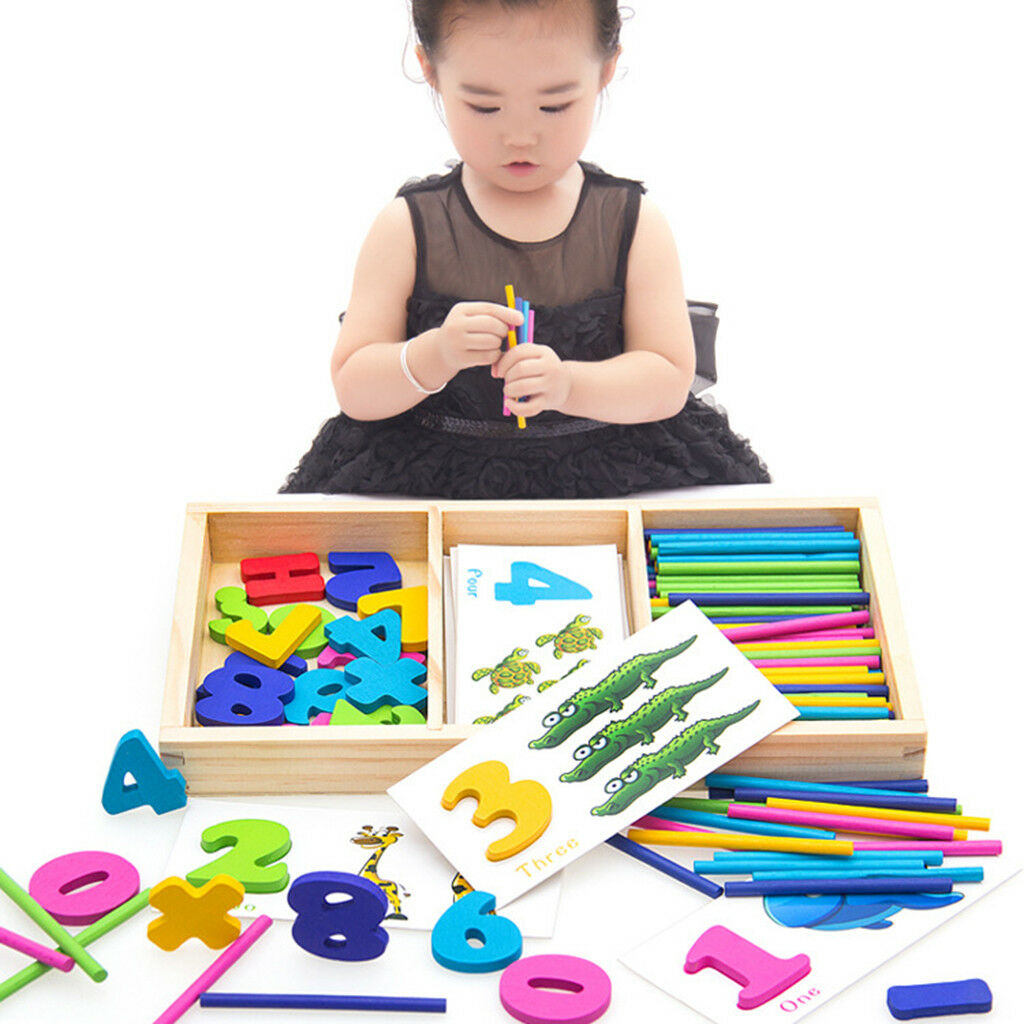 Montessori Math Learning Toys For Toddlers - Wooden Counting Sticks & Cards