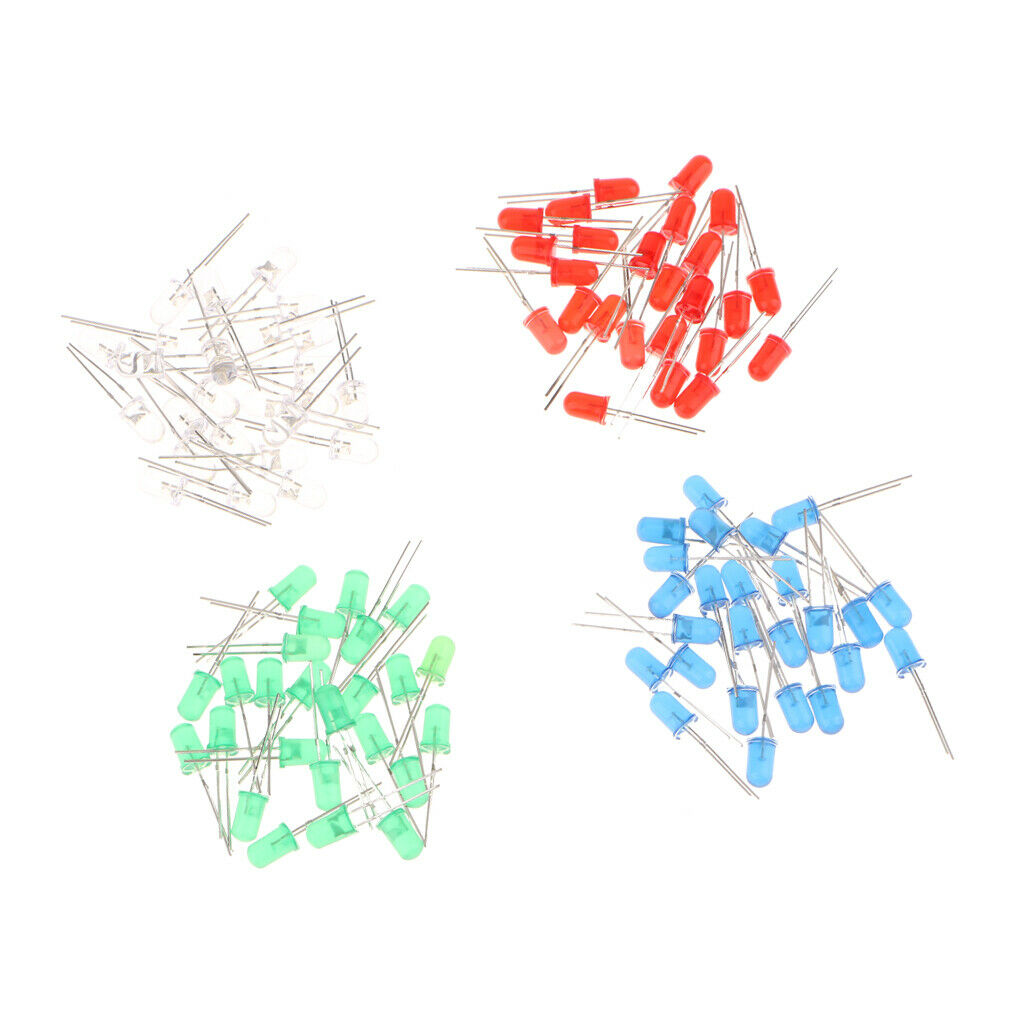 100pcs 5mm Red White Blue Green Diode LEDs Light Emitting Bulb Lamp Luminous