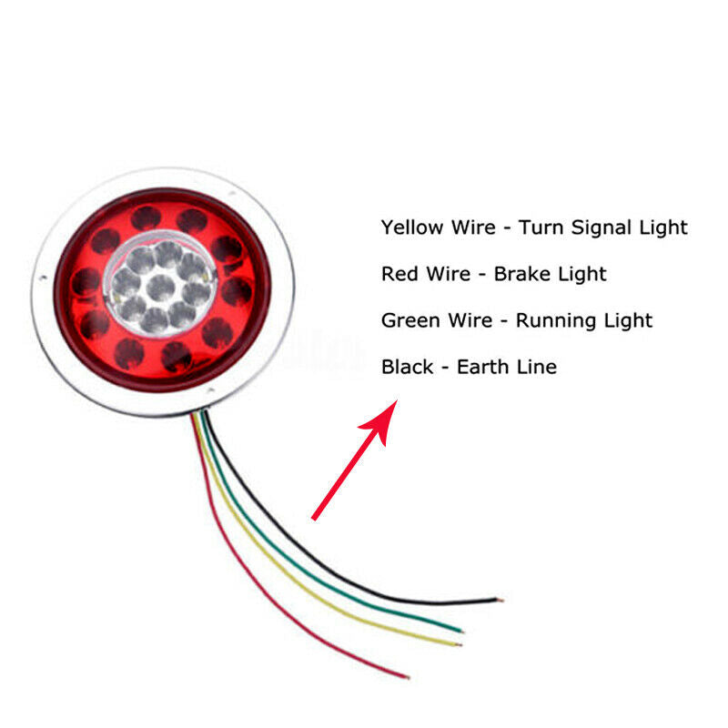 2x 4.3'' Round 19LED Truck Trailer Lorry Brake Stop Turn Tail Light Chrome Ring