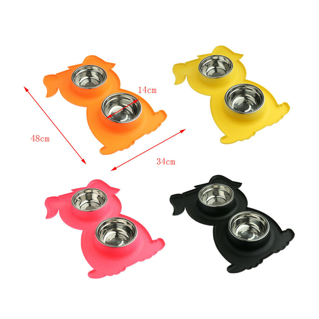 Pet Feeding Double Dog Bowl Stainless Steel Water and Food Bowls  Orange