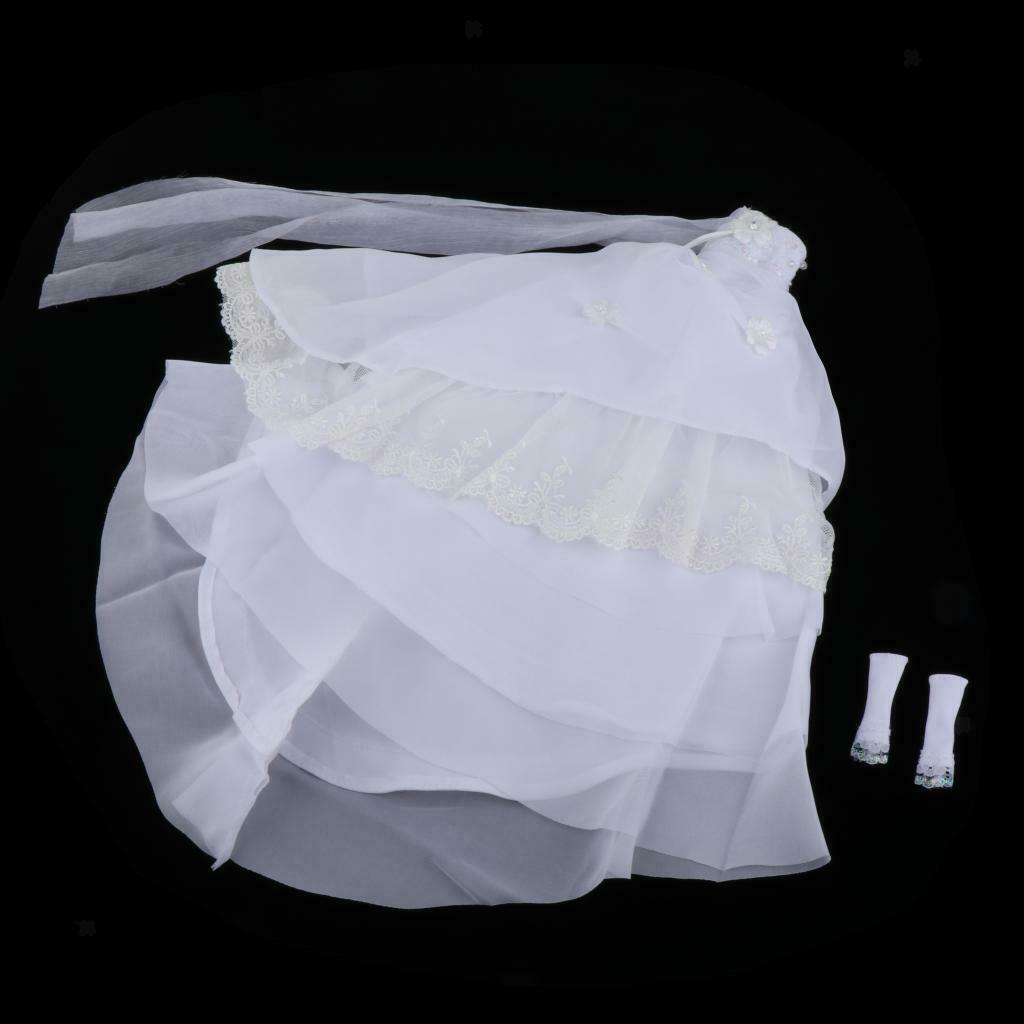 1/6 Wedding Dress Straps  Embroidery White Wedding Dress for 30 Cm