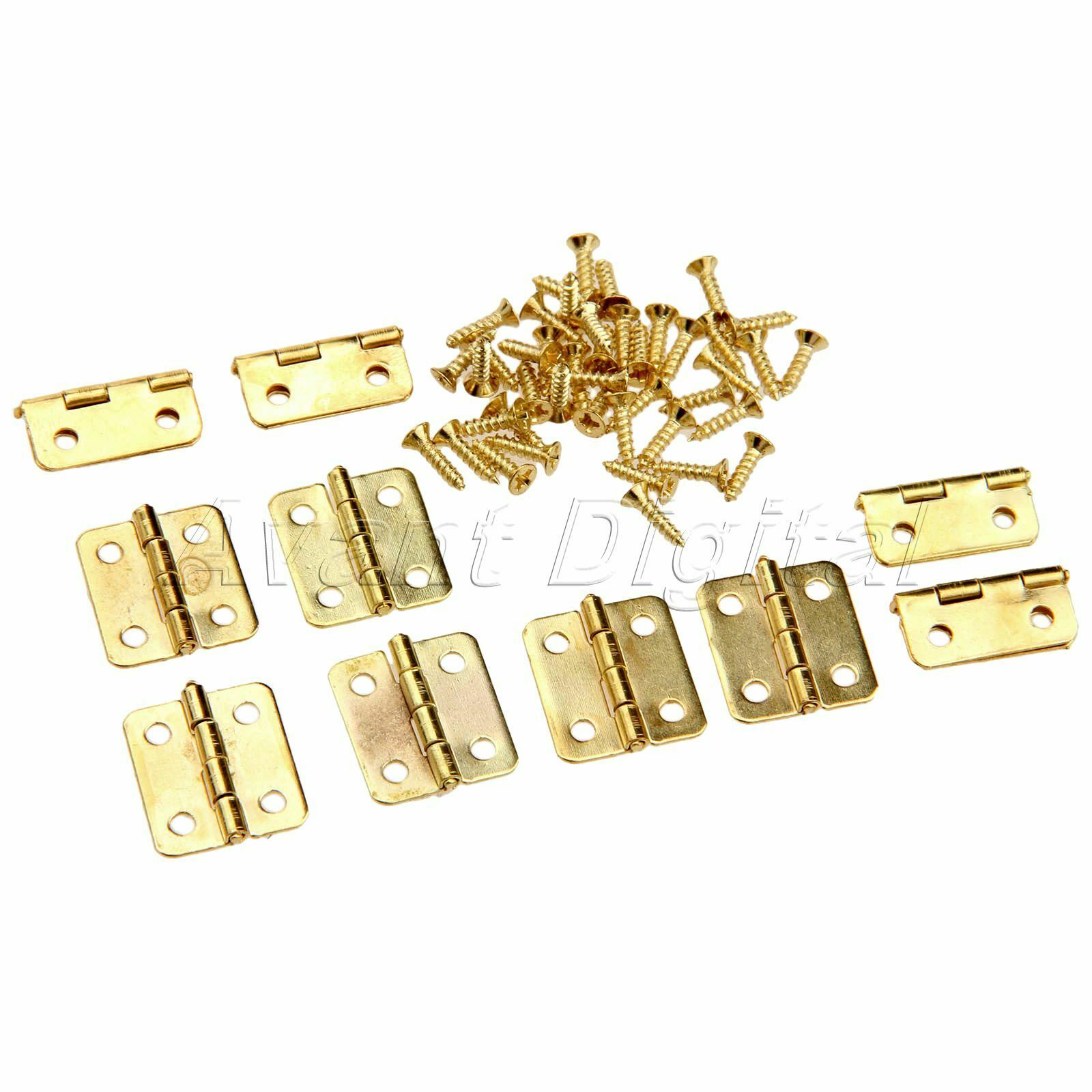 50X Mini Golden Hinge Jewellery Box Cabinet Drawer Door Hardware Hinge w/ Screws