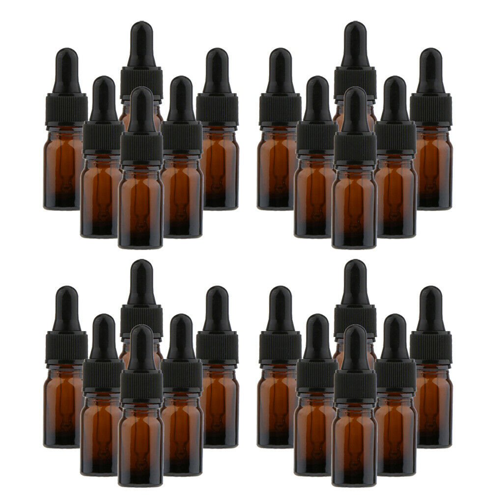 Packs of 24 Amber Glass Bottles with Eye Dropper for Essential Oils 10ml