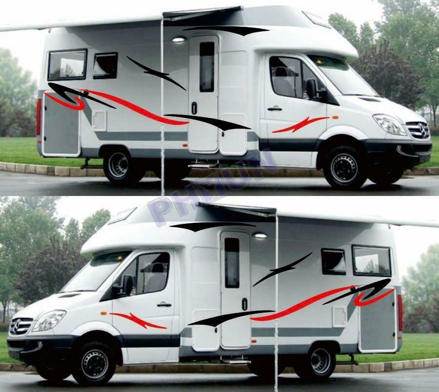 For Caravan Travel Trailer Camper Van Stripes Graphics Two Side Vinyl Stickers